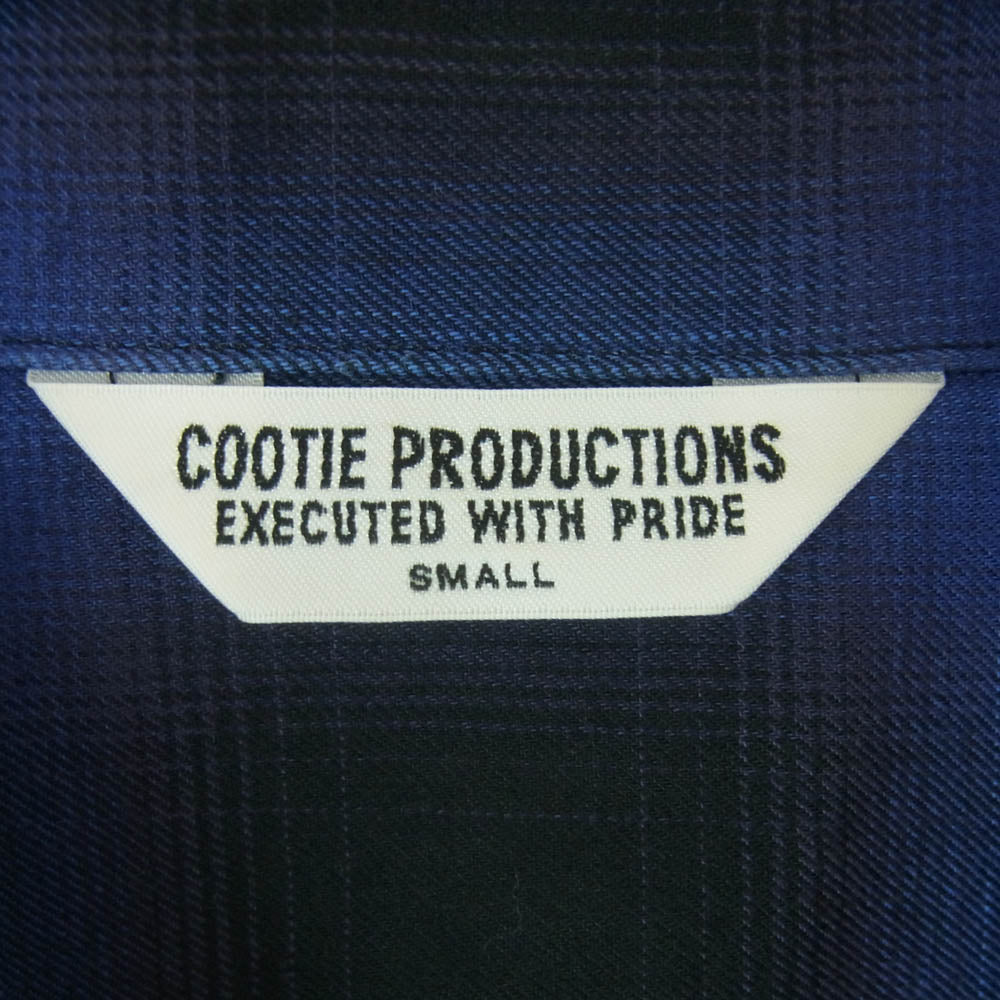 COOTIE クーティー Ombre Check L/S Shirt オンブレ チェック 長袖 シャツ コットン 日本製 ブルー系 S【中古】