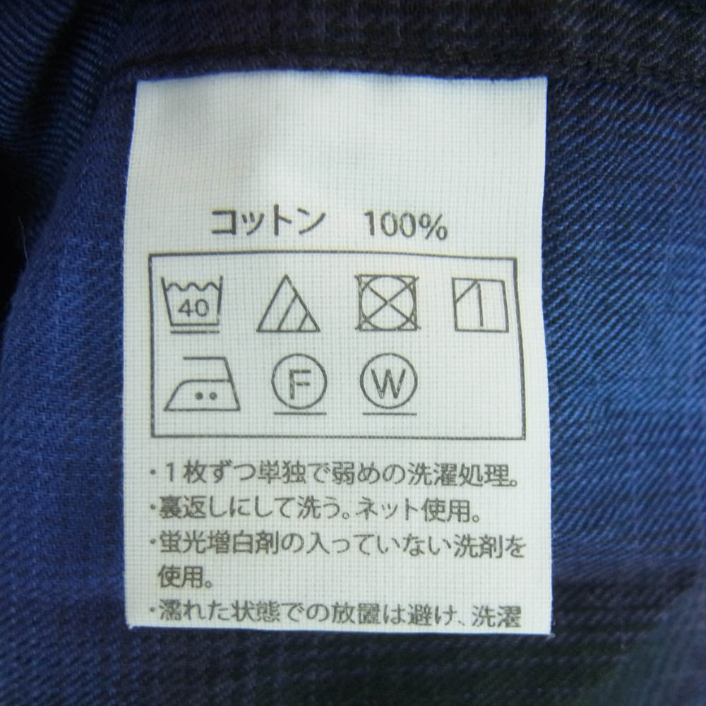 COOTIE クーティー Ombre Check L/S Shirt オンブレ チェック 長袖 シャツ コットン 日本製 ブルー系 S【中古】