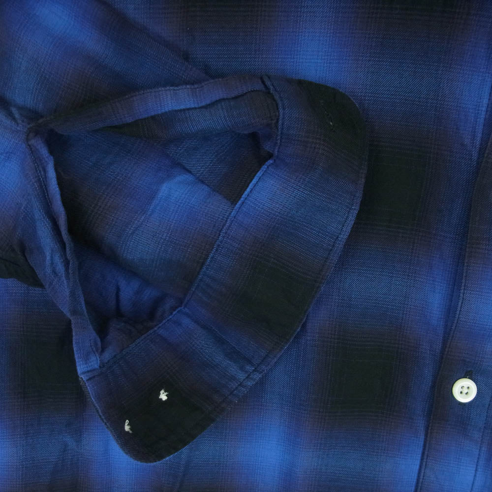 COOTIE クーティー Ombre Check L/S Shirt オンブレ チェック 長袖 シャツ コットン 日本製 ブルー系 S【中古】