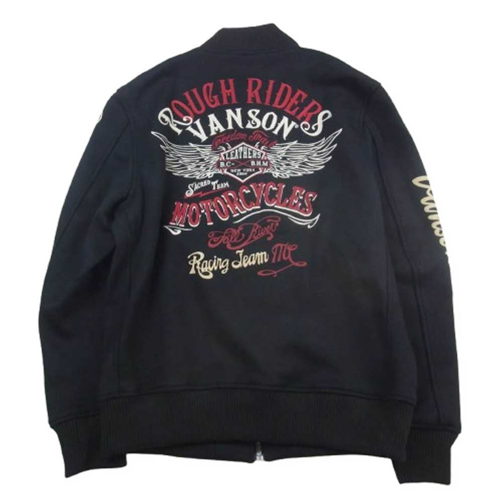 VANSON バンソン 起毛 ボンディング MA-1 スウェット ボンバー ジャケット ブラック系 L【美品】【中古】