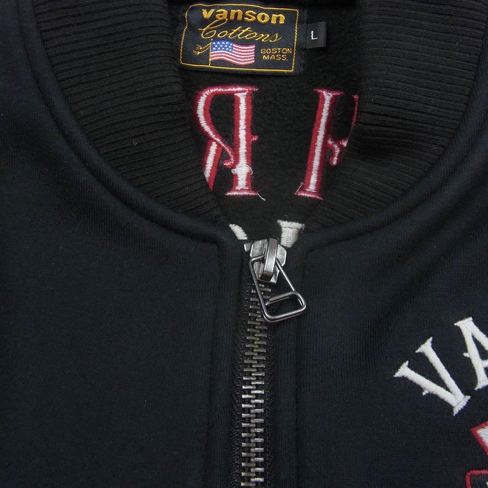 VANSON バンソン 起毛 ボンディング MA-1 スウェット ボンバー ジャケット ブラック系 L【美品】【中古】