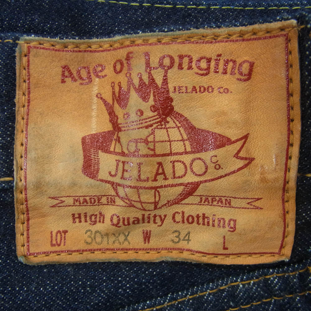 JELADO ジェラード JP94301 Age of Longing 301XX Denim Pants デニム パンツ インディゴブルー系 W34【新古品】【未使用】【中古】