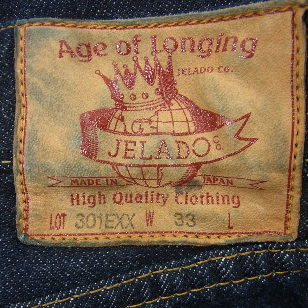 JELADO ジェラード JP94301E Age of Longing Black tag 301EXX Denim Pants 加工 黒タグ デニム パンツ インディゴブルー系 W33【新古品】【未使用】【中古】