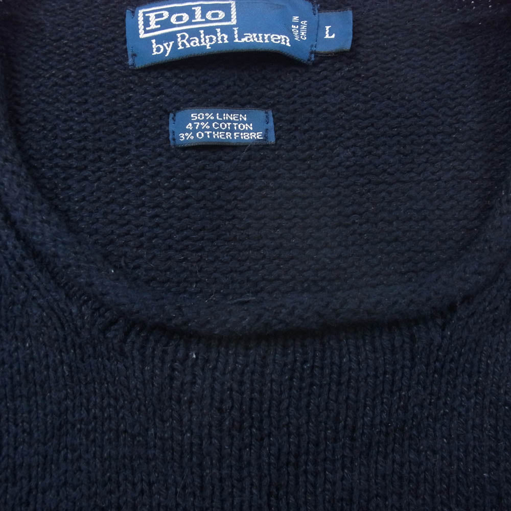 POLO RALPH LAUREN ポロ・ラルフローレン 星条旗 クルーネック ニット セーター ネイビー系 L【中古】