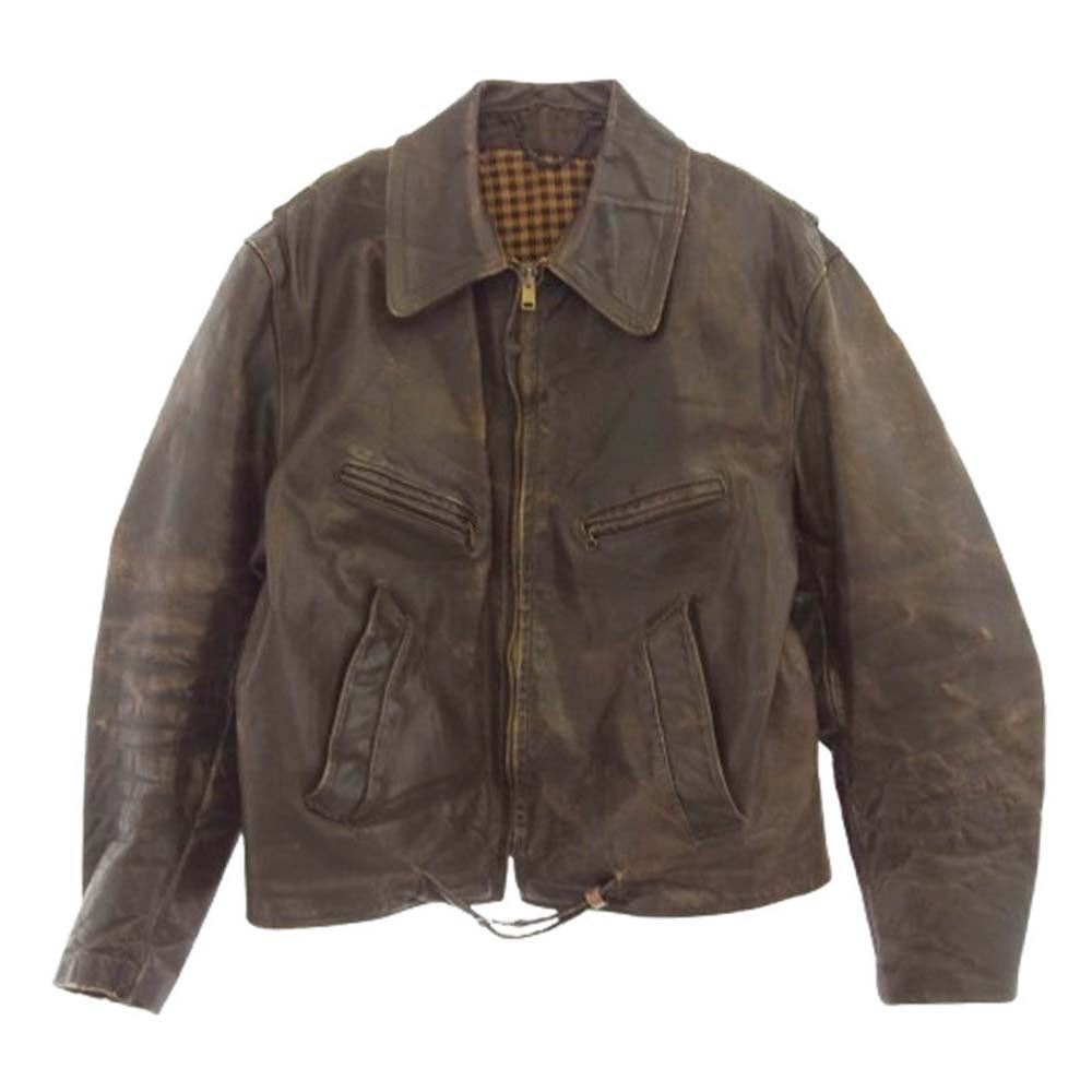 ヴィンテージ ヴィンテージ 30s～40s AEROジップ コの字 シングル ライダース レザー ジャケット ブラウン系 サイズ不明【中古】