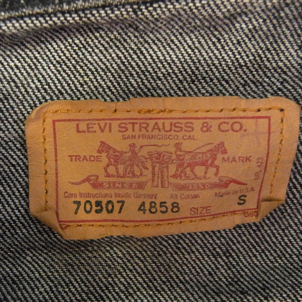 Levi's リーバイス 70507-4858 USA製 BLACK DENIM JACKET 先染め ヴィンテージ ブラック デニム ジャケット ブラック系 S【中古】