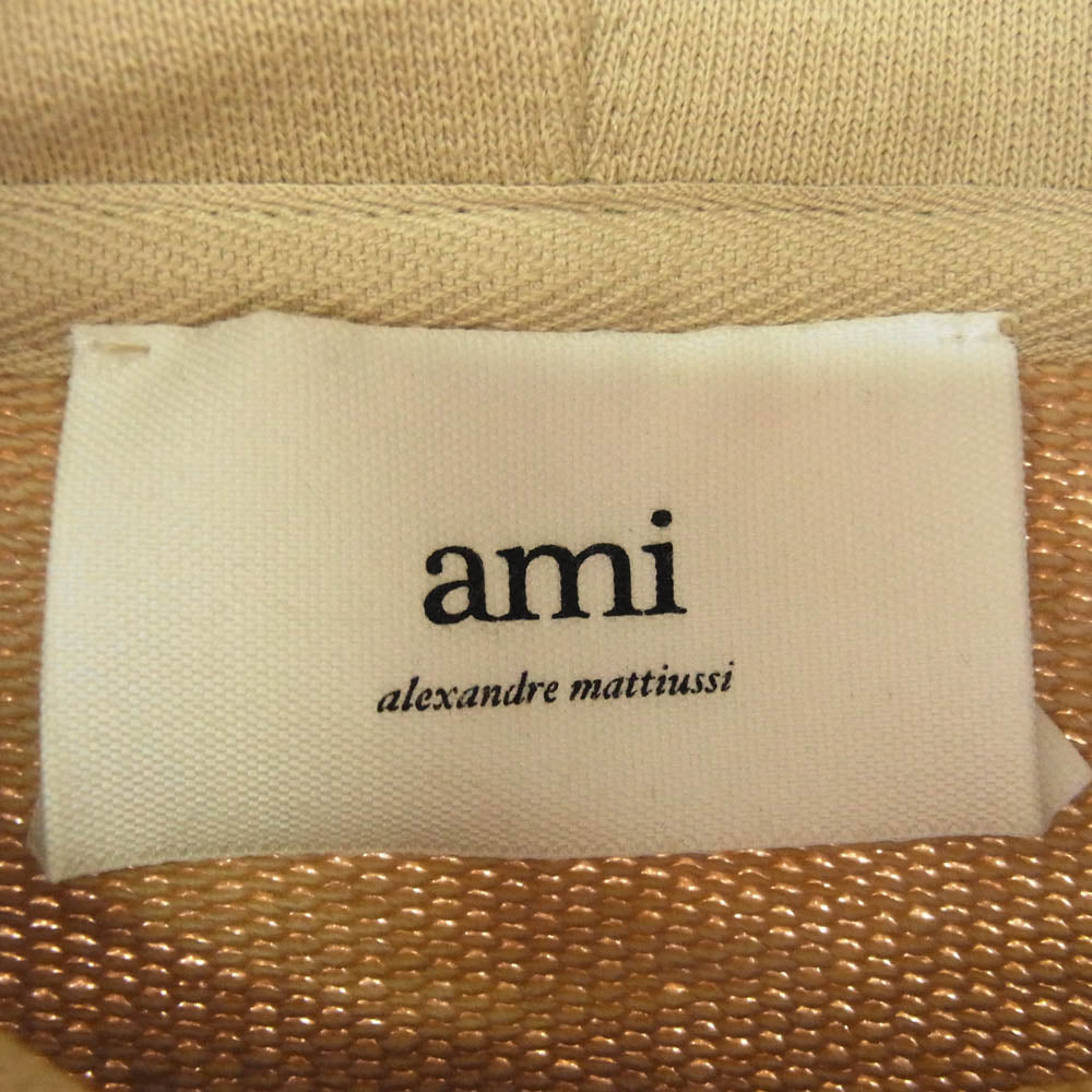 AMI PARIS アミパリス USW205.747 ロゴ刺繍 プルオーバー パーカー ベージュ系 M【中古】
