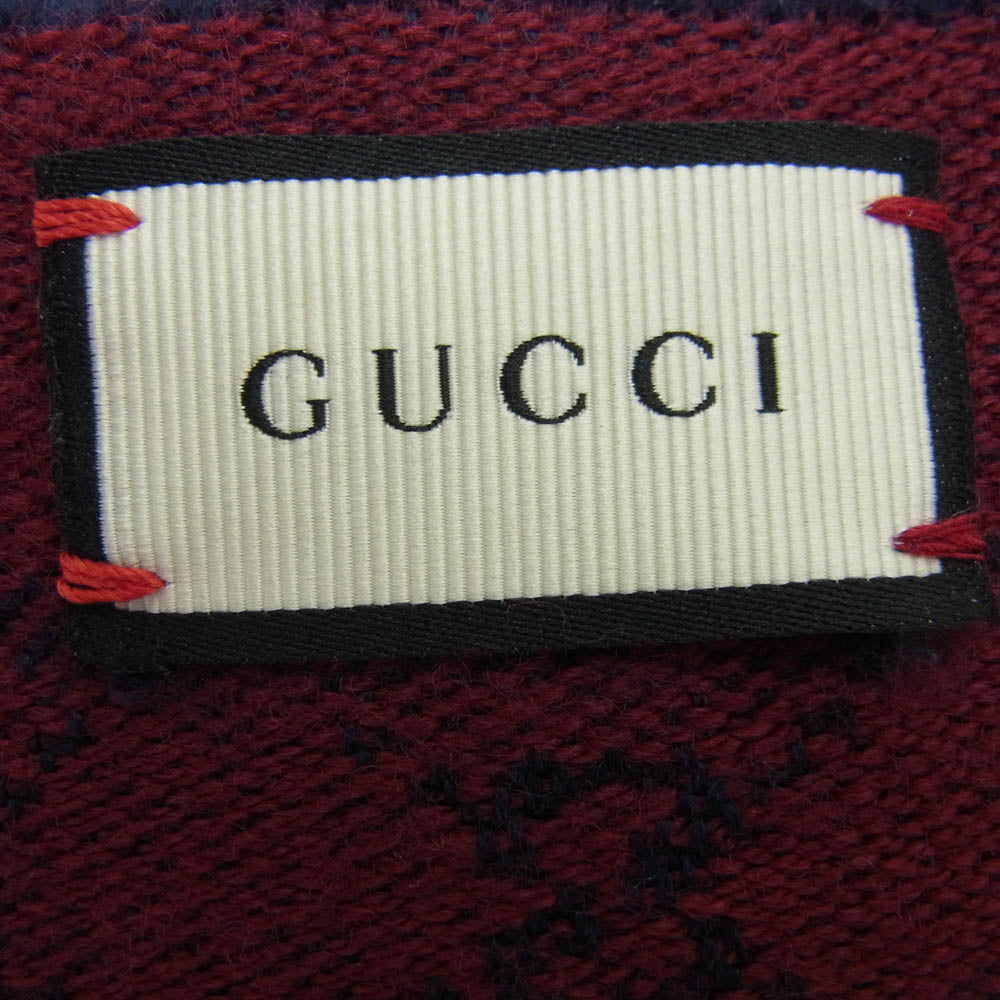 GUCCI グッチ 433854 4G200 GGロゴ 総柄 ジャカードウール スカーフ マフラー ワインレッド系【中古】