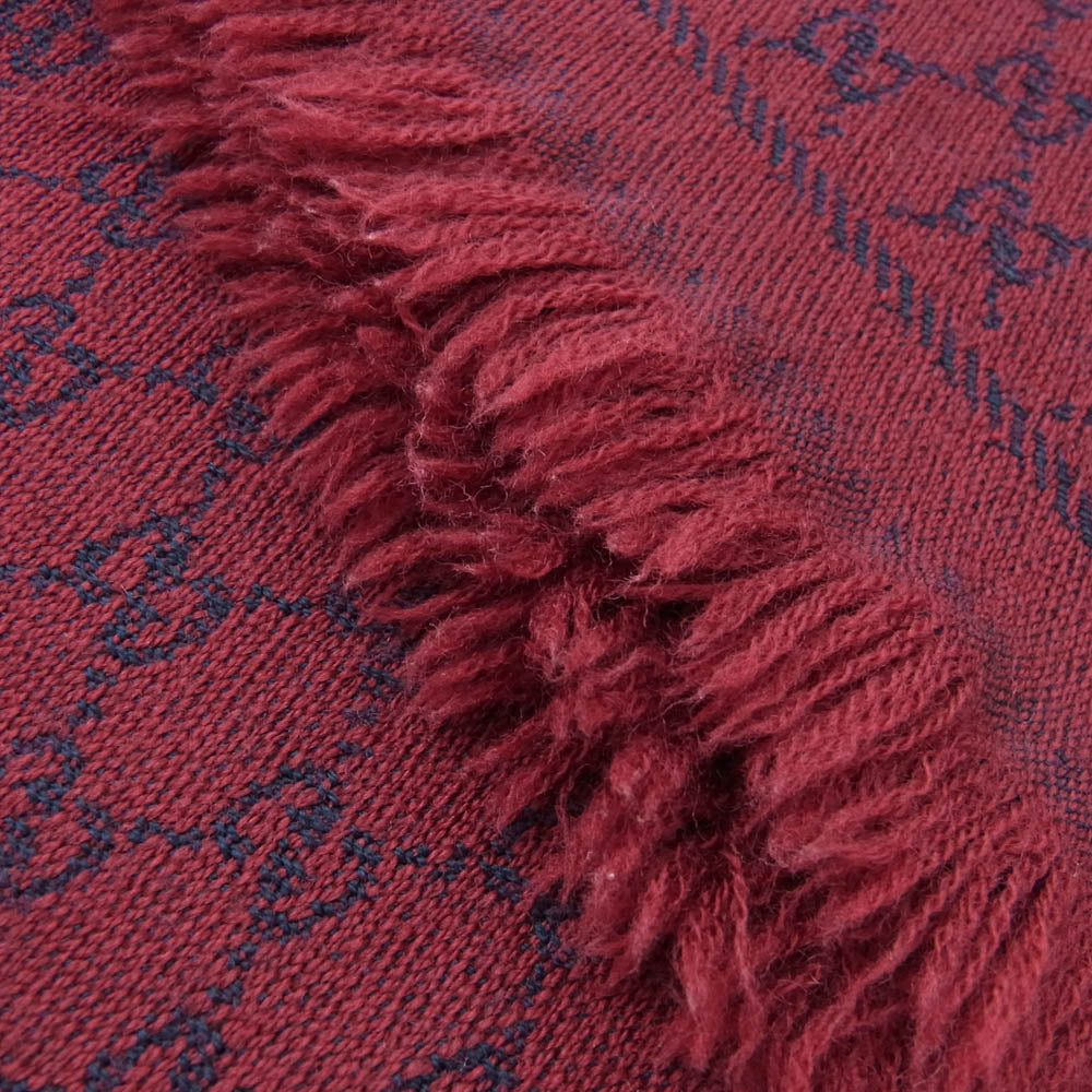 GUCCI グッチ 433854 4G200 GGロゴ 総柄 ジャカードウール スカーフ マフラー ワインレッド系【中古】