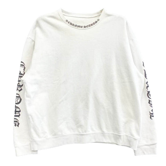 CHROME HEARTS クロムハーツ（原本無） SWTSHRT PLVR ネックロゴプリント クルーネック スウェット ホワイト系 L【中古】