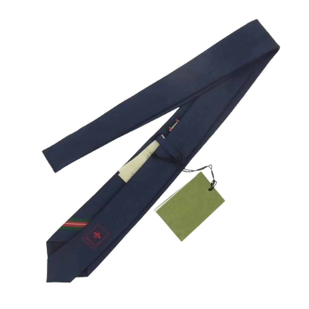 GUCCI グッチ 624057 4E002 ダブルG ＆ホースビット GG柄 ネクタイ ネイビー系【新古品】【未使用】【中古】