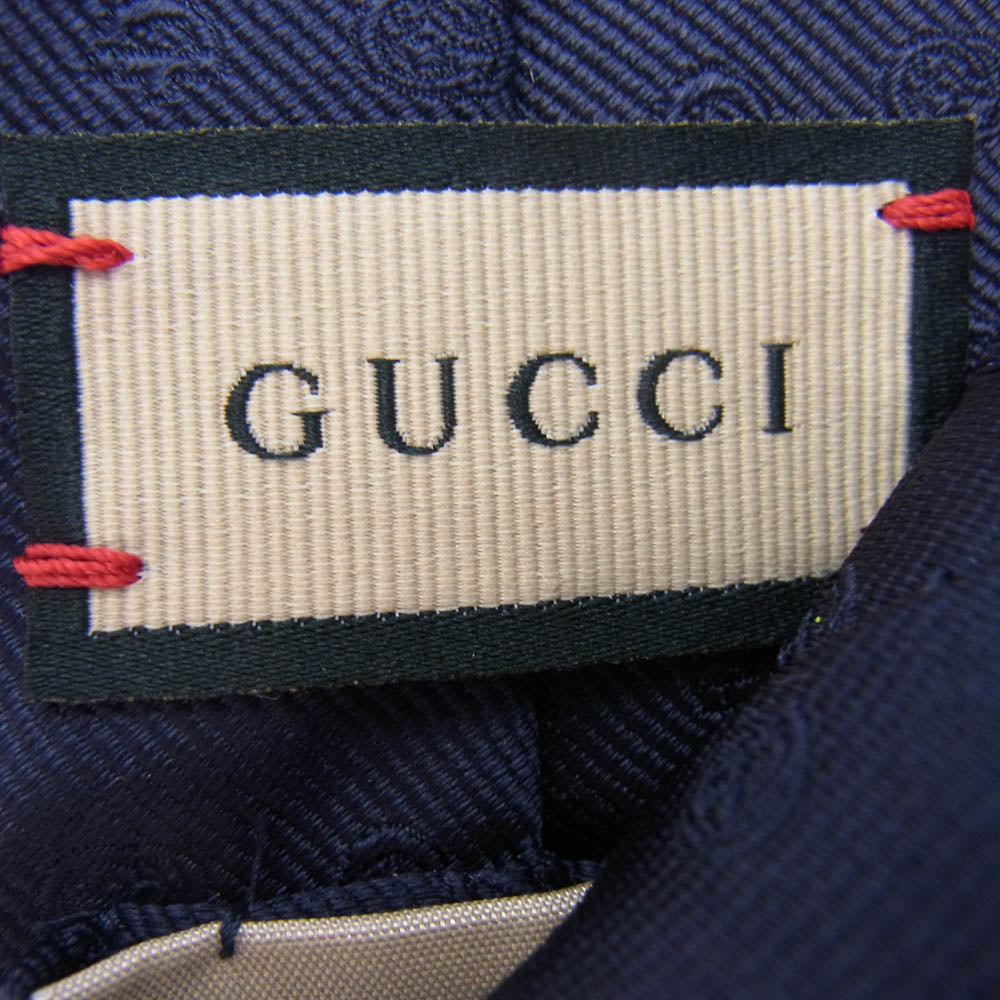 GUCCI グッチ 624057 4E002 ダブルG ＆ホースビット GG柄 ネクタイ ネイビー系【新古品】【未使用】【中古】