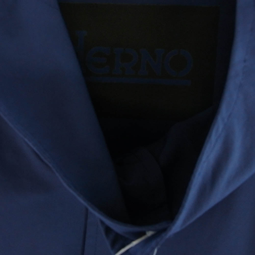 Herno ヘルノ PA0076U ウォーター レペレント ポリエステル フーディー シャツ コート ブルー系 54【極上美品】【中古】