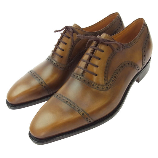 コルテ BUCY ブシー セミブローグ 内羽根 ボックスカーフ レザー シューズ ブラウン系 9【極上美品】【中古】