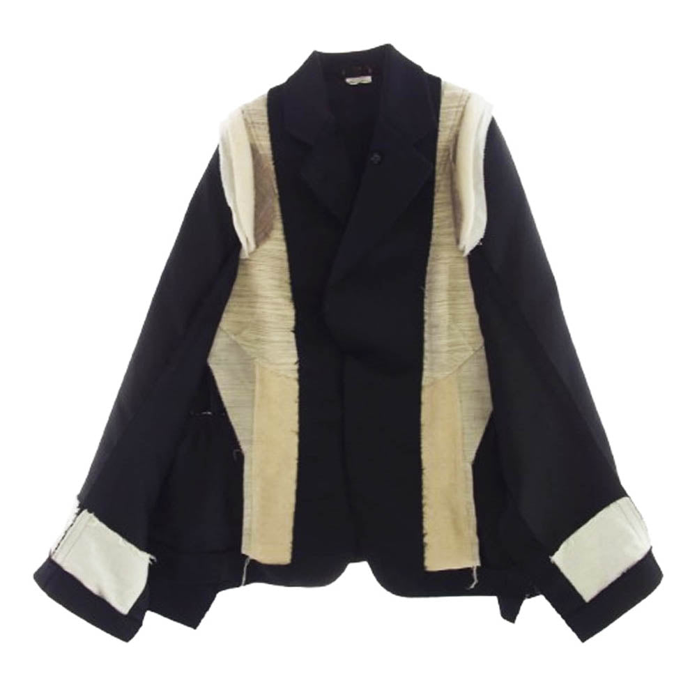 COMME des GARCONS コムデギャルソン AD2019 GE-J006 本ライン AD2019 GE-J006 裁ち切り オーバーサイズ インサイドアウト 2B ケープジャケット ブラック系 S【中古】