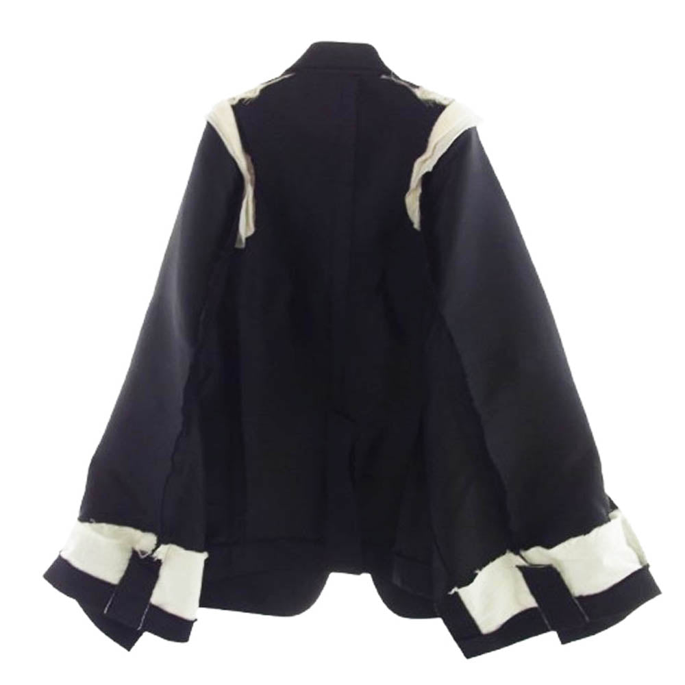 COMME des GARCONS コムデギャルソン AD2019 GE-J006 本ライン AD2019 GE-J006 裁ち切り オーバーサイズ インサイドアウト 2B ケープジャケット ブラック系 S【中古】