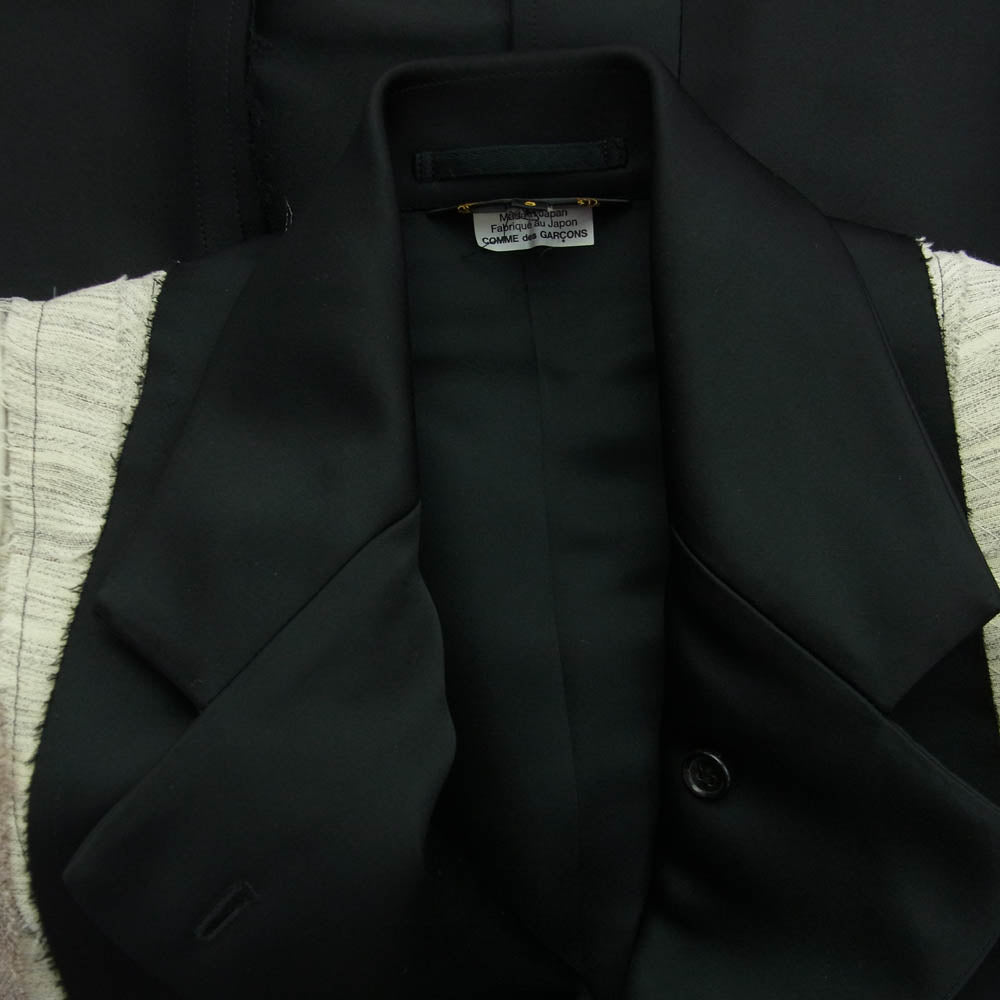 COMME des GARCONS コムデギャルソン AD2019 GE-J006 本ライン AD2019 GE-J006 裁ち切り オーバーサイズ インサイドアウト 2B ケープジャケット ブラック系 S【中古】