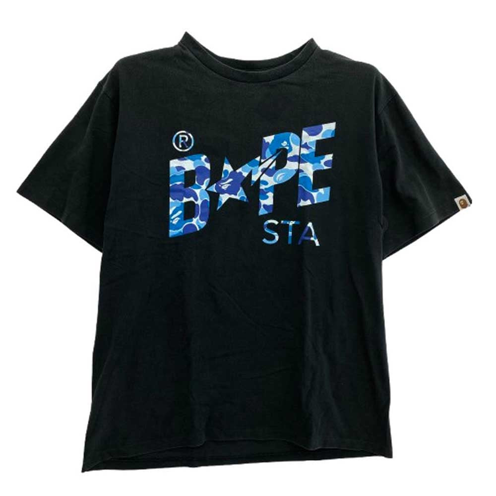 A BATHING APE アベイシングエイプ ABC CAMO BAPE STA ベイプスタ ロゴ 半袖 Tシャツ ブルーカモ XL ブラック系 XL【中古】