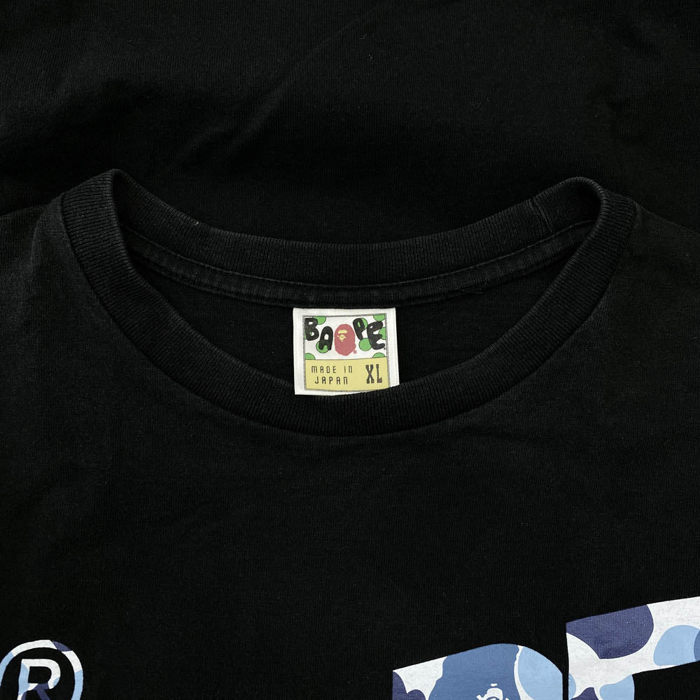A BATHING APE アベイシングエイプ ABC CAMO BAPE STA ベイプスタ ロゴ 半袖 Tシャツ ブルーカモ XL ブラック系 XL【中古】