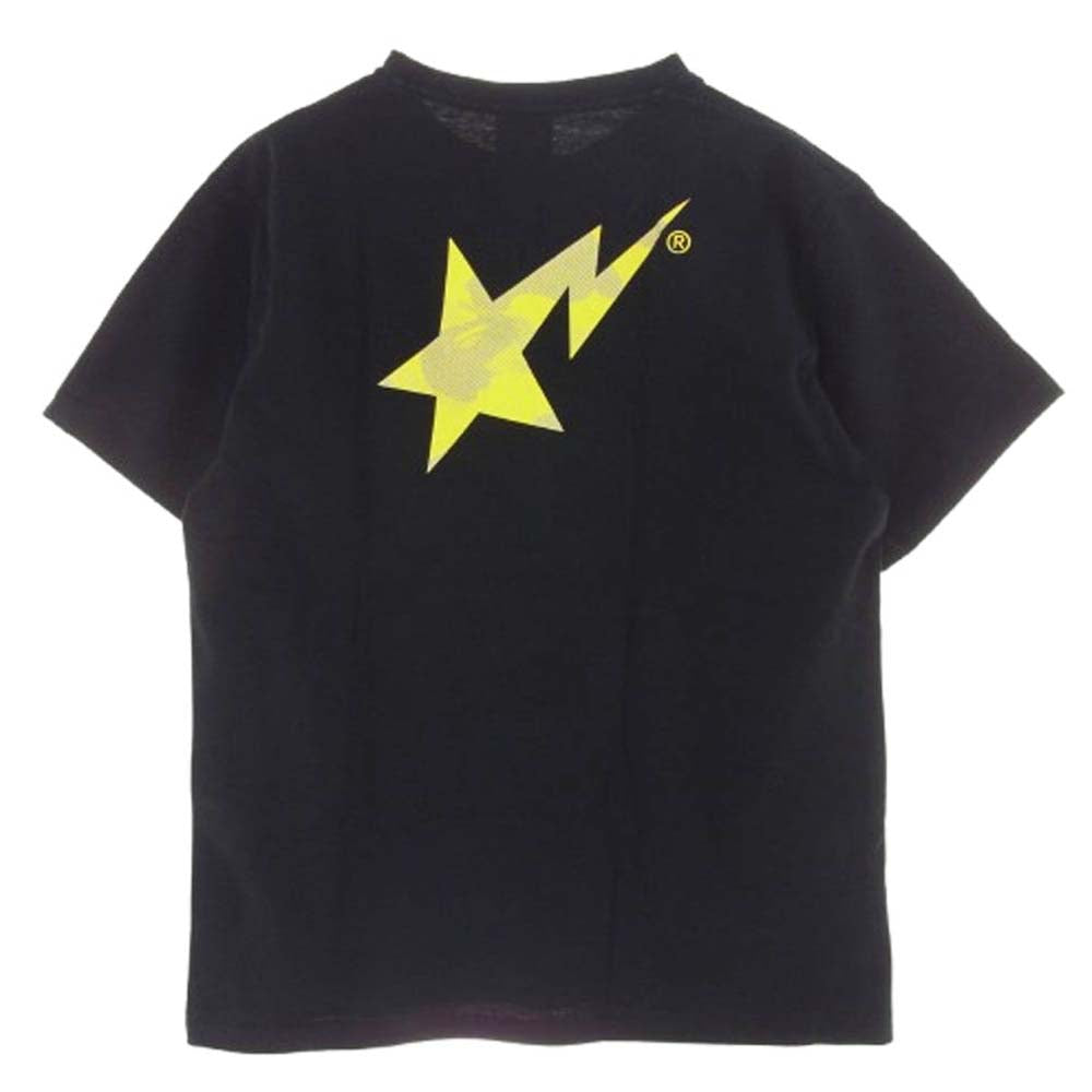 A BATHING APE アベイシングエイプ BAPE STA ベイプスタ ロゴ 半袖 Tシャツ イエローカモ L ブラック系 L【中古】