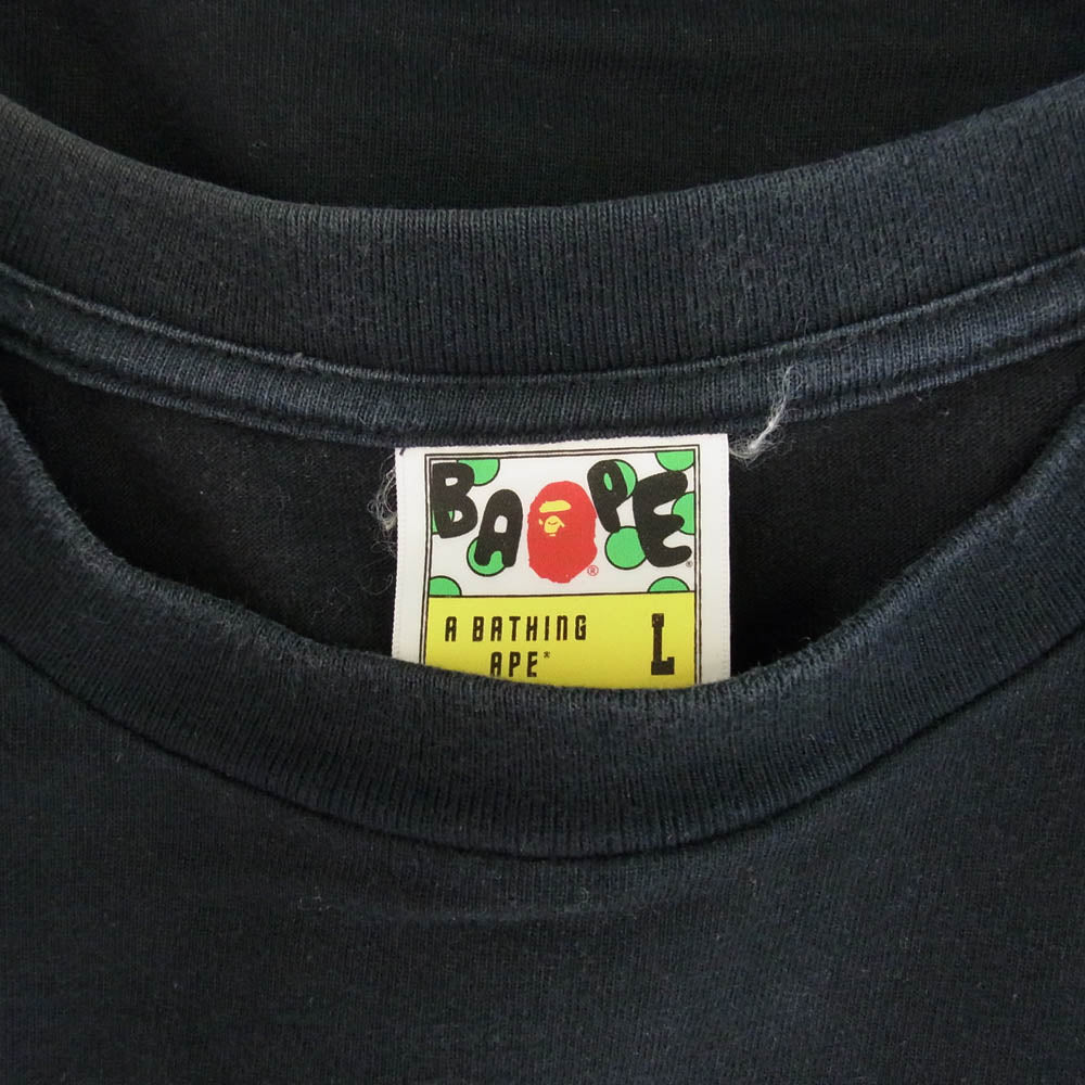 A BATHING APE アベイシングエイプ ABC CAMO Ape Face STA Tee エイプ フェイス スタ 半袖 Tシャツ グリーンカモ L ブラック系 L【中古】