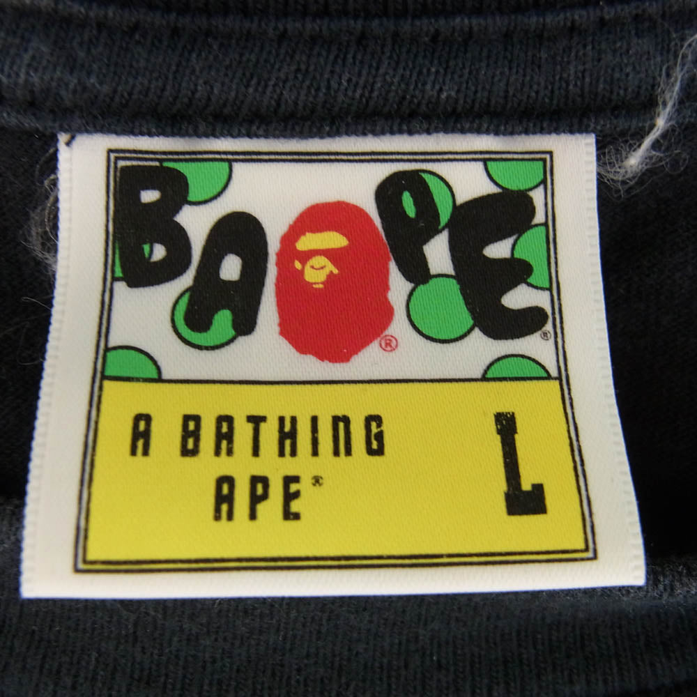 A BATHING APE アベイシングエイプ ABC CAMO Ape Face STA Tee エイプ フェイス スタ 半袖 Tシャツ グリーンカモ L ブラック系 L【中古】