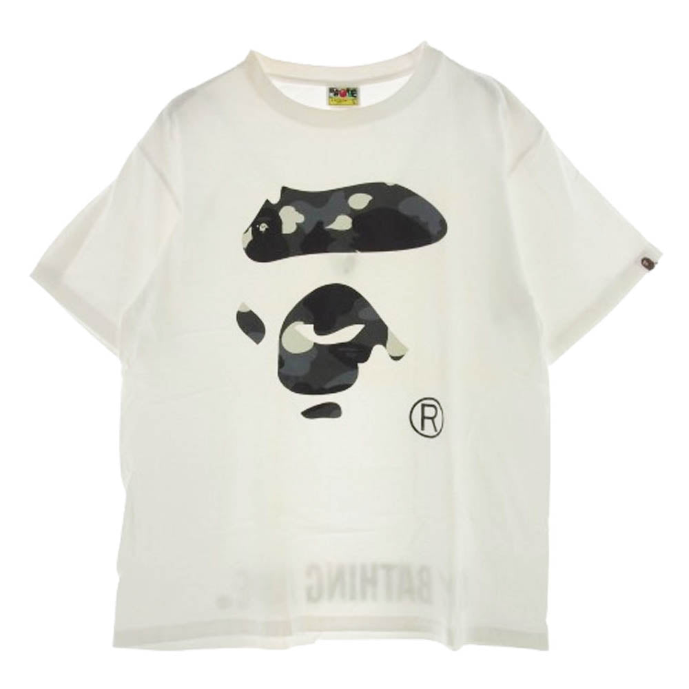 A BATHING APE アベイシングエイプ COLOR CAMO BIG APE FACE TEE カラーカモ ビッグ エイプ フェイス 半袖 Tシャツ グレーカモ L ホワイト ホワイト系 L【中古】