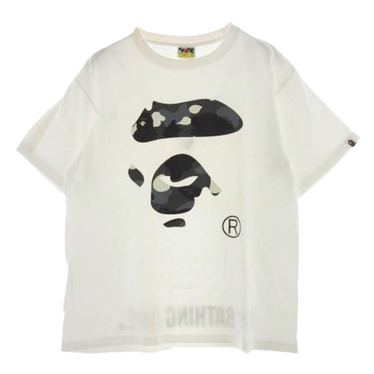 A BATHING APE アベイシングエイプ COLOR CAMO BIG APE FACE TEE カラーカモ ビッグ エイプ フェイス 半袖 Tシャツ グレーカモ L ホワイト ホワイト系 L【中古】
