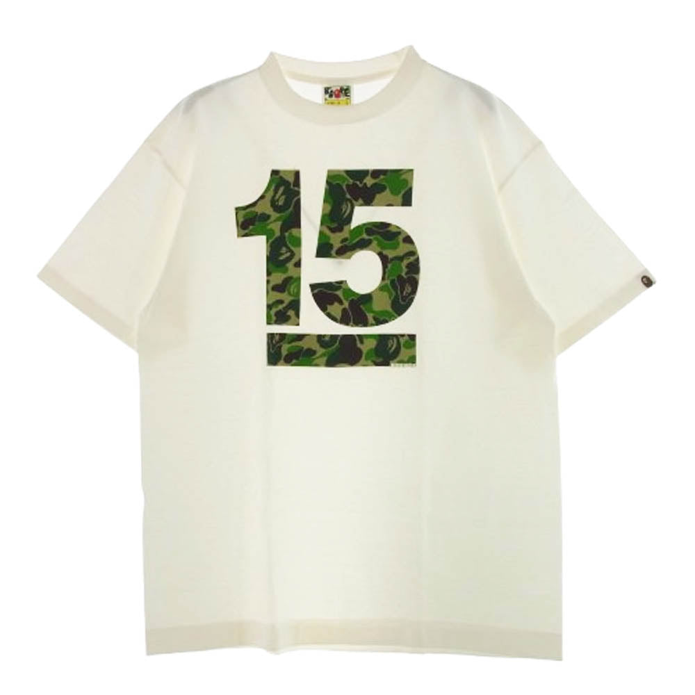 A BATHING APE アベイシングエイプ × NOWHERE 15rd Anniversary TEE ノーウェア 15周年 記念 ABCカモ 半袖 Tシャツ L ホワイト系 L【中古】