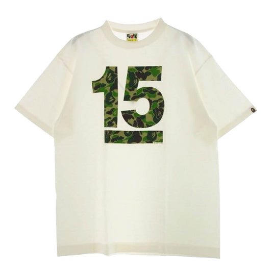 A BATHING APE アベイシングエイプ × NOWHERE 15rd Anniversary TEE ノーウェア 15周年 記念 ABCカモ 半袖 Tシャツ L ホワイト系 L【中古】