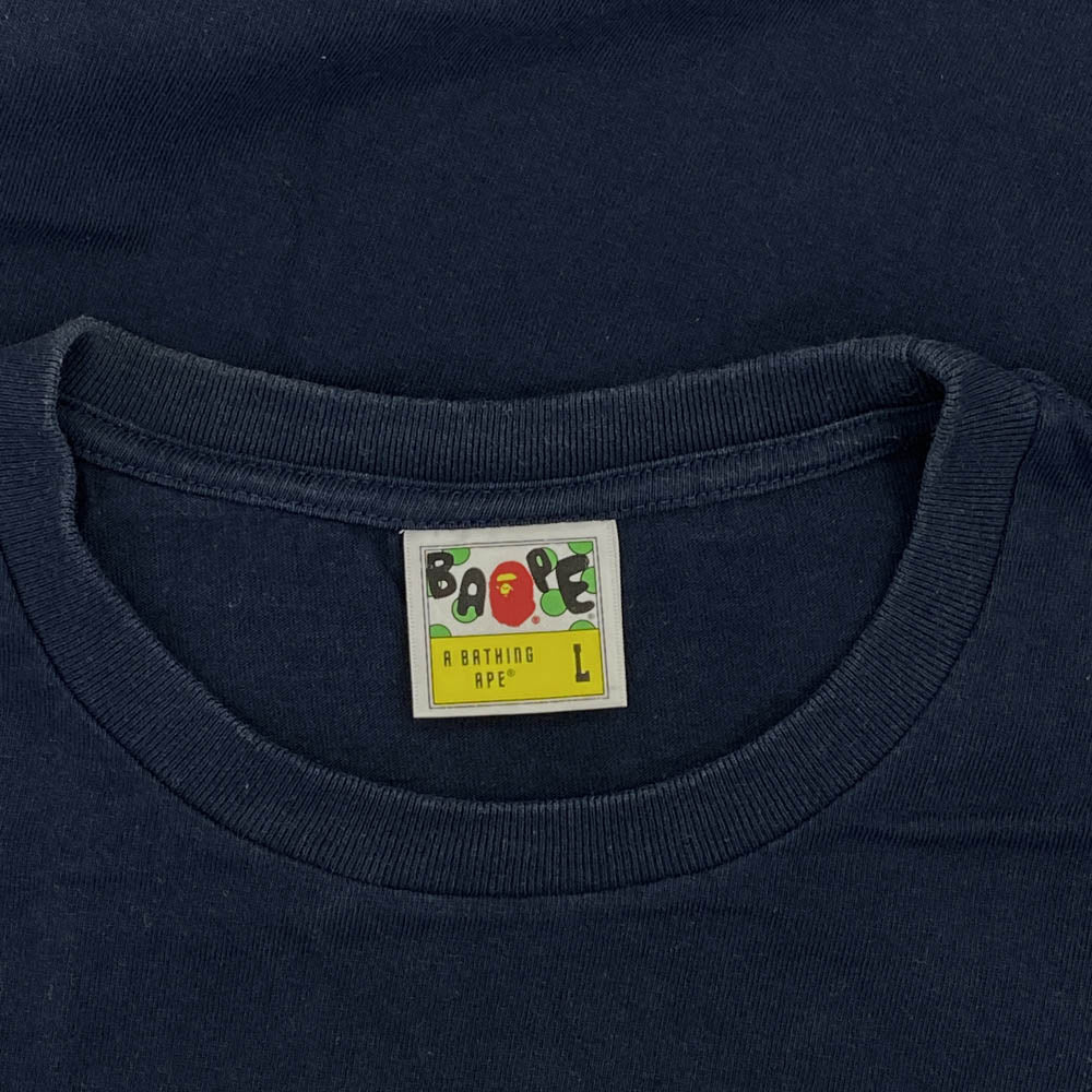 A BATHING APE アベイシングエイプ BAPE ターゲット ロゴ 半袖 Tシャツ L ネイビー系 L【中古】
