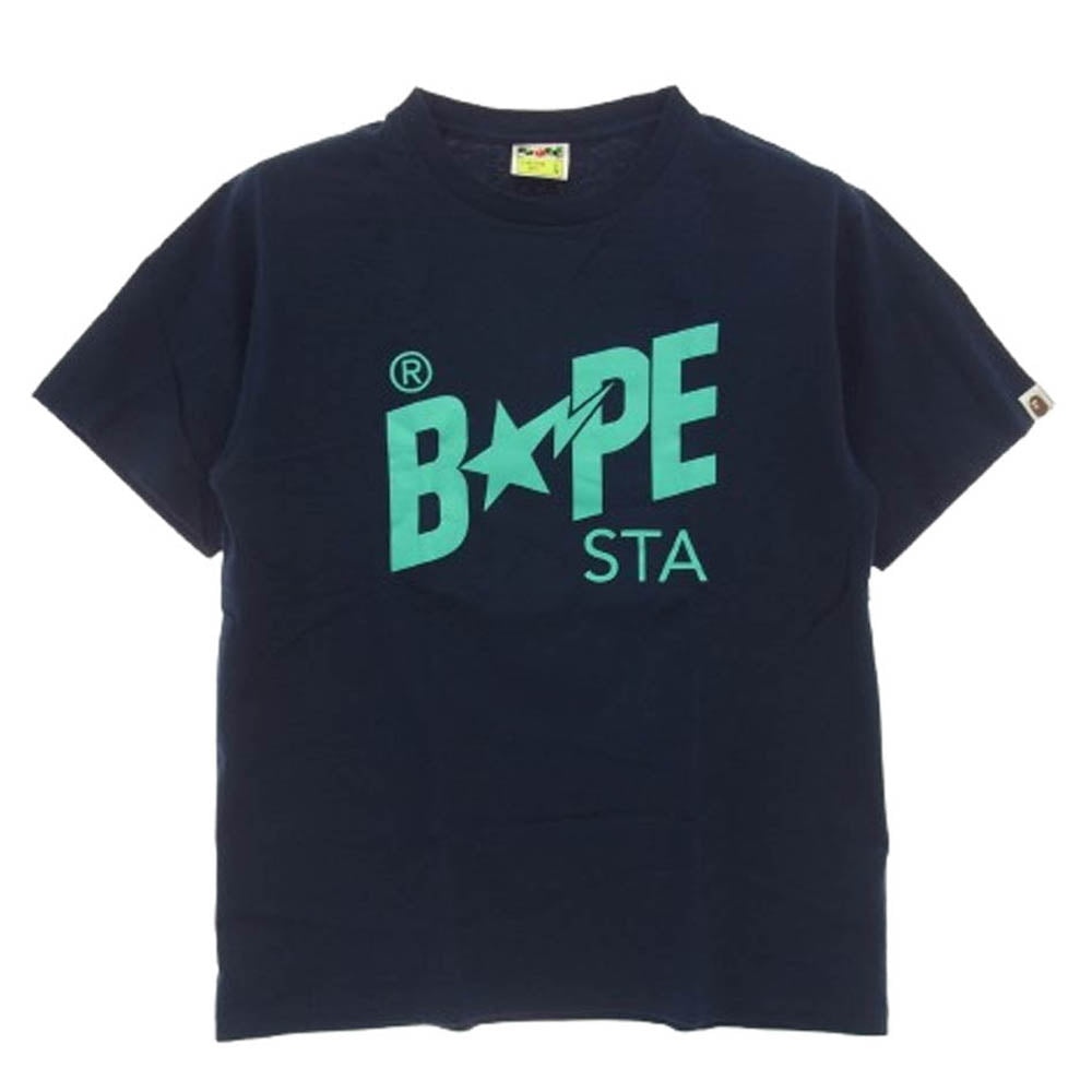 A BATHING APE アベイシングエイプ BAPE STA ベイプスタ ロゴ 半袖 Tシャツ ネイビー L ネイビー系 L【中古】