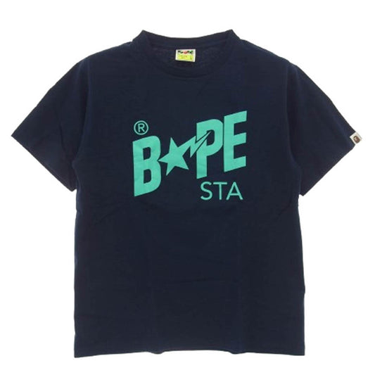 A BATHING APE アベイシングエイプ BAPE STA ベイプスタ ロゴ 半袖 Tシャツ ネイビー L ネイビー系 L【中古】
