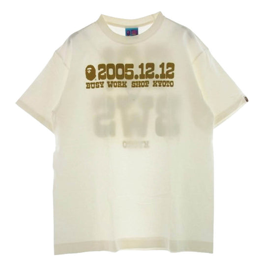 A BATHING APE アベイシングエイプ BUSY WORK SHOP KYOTO 限定 GO APE TEE 京都店 限定 半袖 Tシャツ L オフホワイト系 L【中古】
