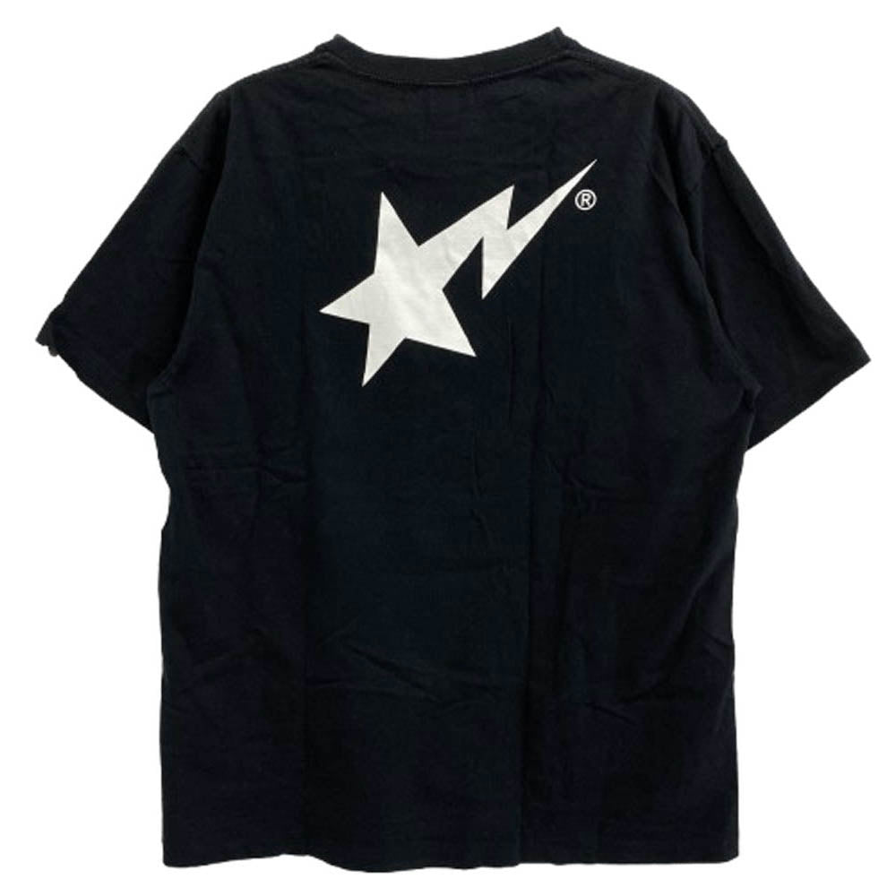 A BATHING APE アベイシングエイプ BAPE STA ベイプスタ ロゴ 半袖 Tシャツ 黒白 L ブラック系 L【中古】