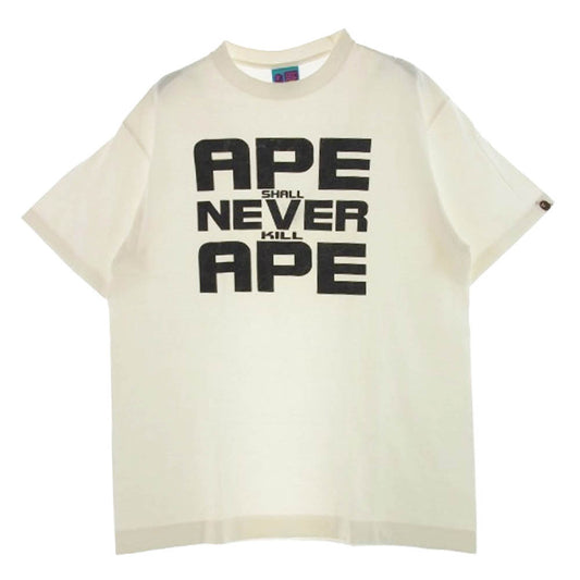 A BATHING APE アベイシングエイプ APE SHALL NEVER KILL APE CAMO エイプ シャル ネバー キル エイプ カモ柄 半袖 Tシャツ L ホワイト系 L【中古】