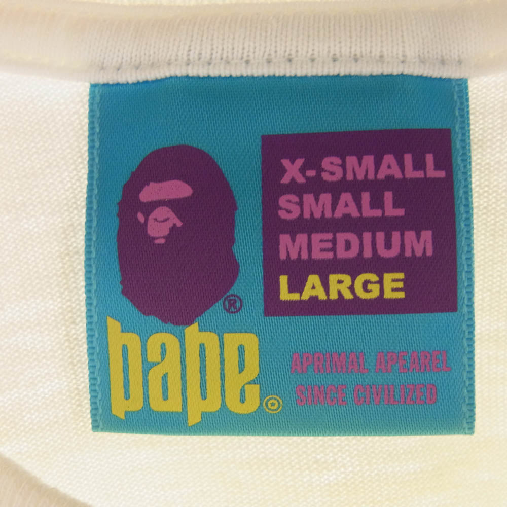 A BATHING APE アベイシングエイプ APE SHALL NEVER KILL APE CAMO エイプ シャル ネバー キル エイプ カモ柄 半袖 Tシャツ L ホワイト系 L【中古】