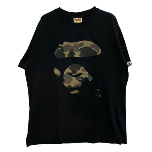 A BATHING APE アベイシングエイプ 1ST CAMO BIG APE FACE TEE ファーストカモ ビッグ エイプ ヘッド 半袖 Tシャツ グリーンカモ L ブラック系 L【中古】