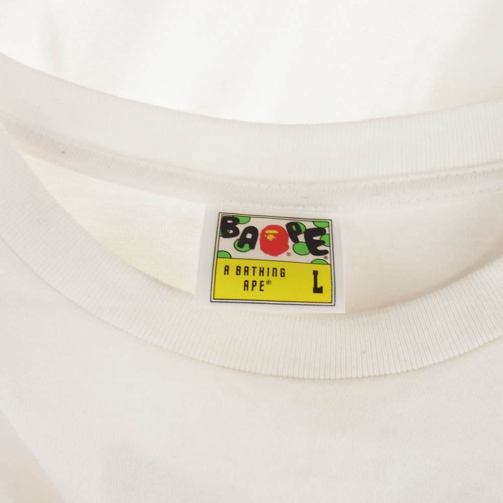 A BATHING APE アベイシングエイプ BAPE Pigment 1st camo Bapesta Tee ピグメント ファーストカモ ベイプスタ ロゴ 半袖 Tシャツ イエローカモ L ホワイト系 L【中古】