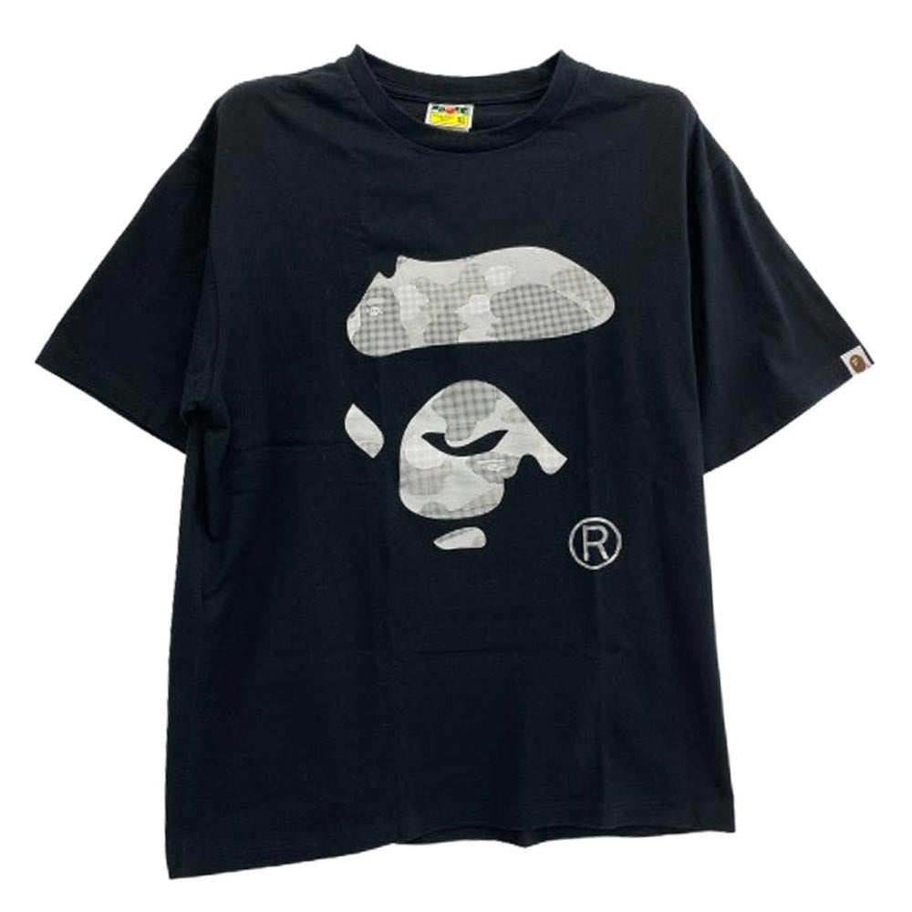 A BATHING APE アベイシングエイプ COLOR CAMO APE FACE TEE カラーカモ エイプ フェイス 半袖 Tシャツ グレーカモ XL ブラック系 XL【中古】