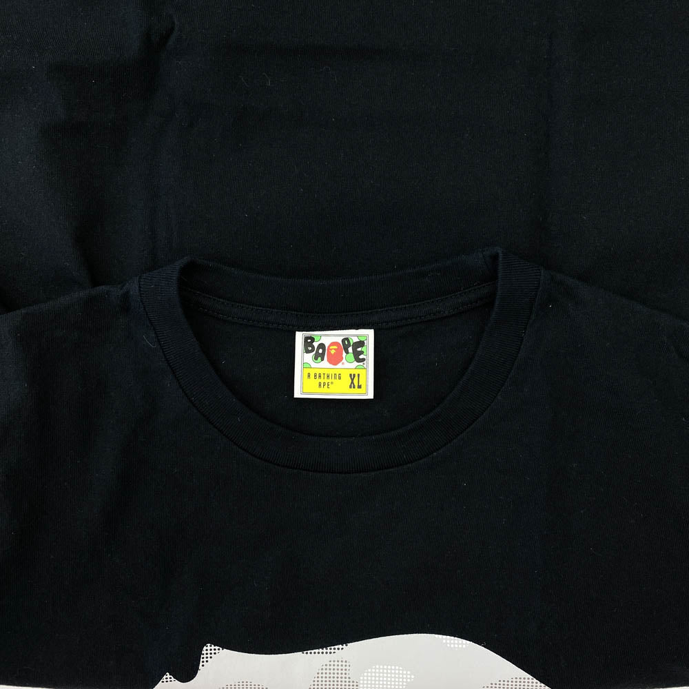 A BATHING APE アベイシングエイプ COLOR CAMO APE FACE TEE カラーカモ エイプ フェイス 半袖 Tシャツ グレーカモ XL ブラック系 XL【中古】