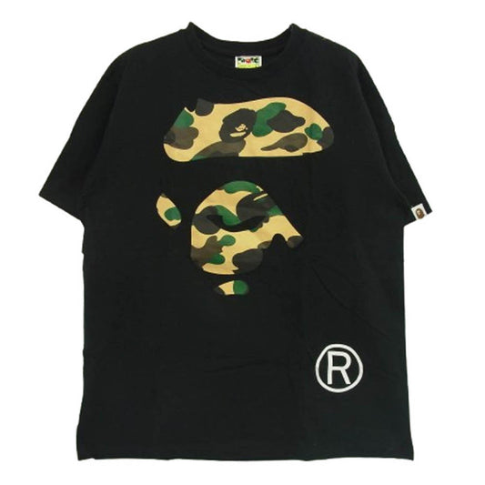 A BATHING APE アベイシングエイプ 1ST CAMO BIG APE FACE TEE ファーストカモ ビッグ エイプ ヘッド 半袖 Tシャツ イエローカモ L ブラック系 L【中古】