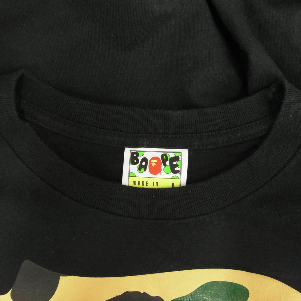 A BATHING APE アベイシングエイプ 1ST CAMO BIG APE FACE TEE ファーストカモ ビッグ エイプ ヘッド 半袖 Tシャツ イエローカモ L ブラック系 L【中古】