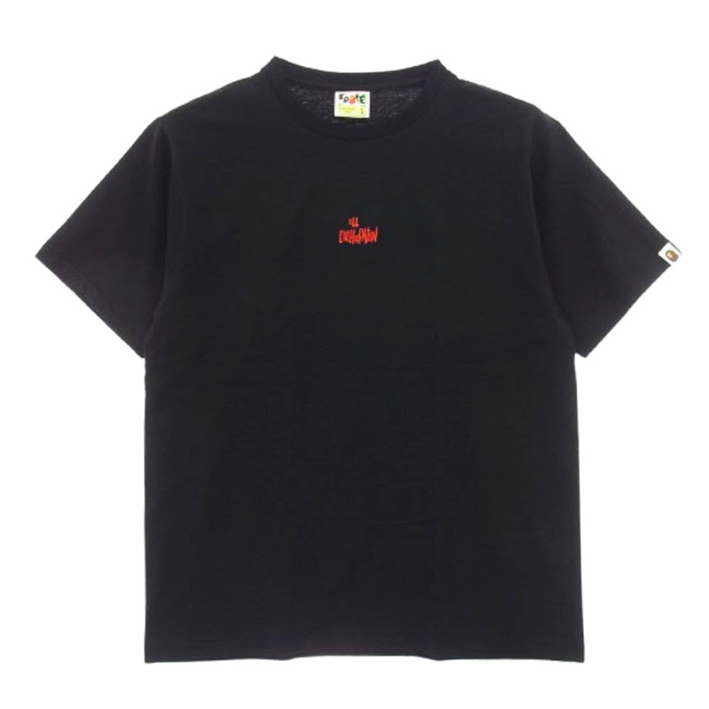 A BATHING APE アベイシングエイプ × STUSSY ILL COLLABORATION ステューシー コラボレーション 刺繍 半袖 Tシャツ L ブラック系 L【中古】