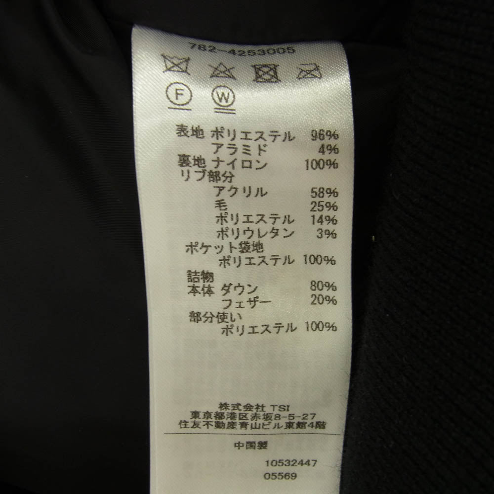 schott ショット 782-4253005 NANGA HINOC MA-1 ナンガ ヒノック ダウン フライト ジャケット ブラック系 XL【中古】
