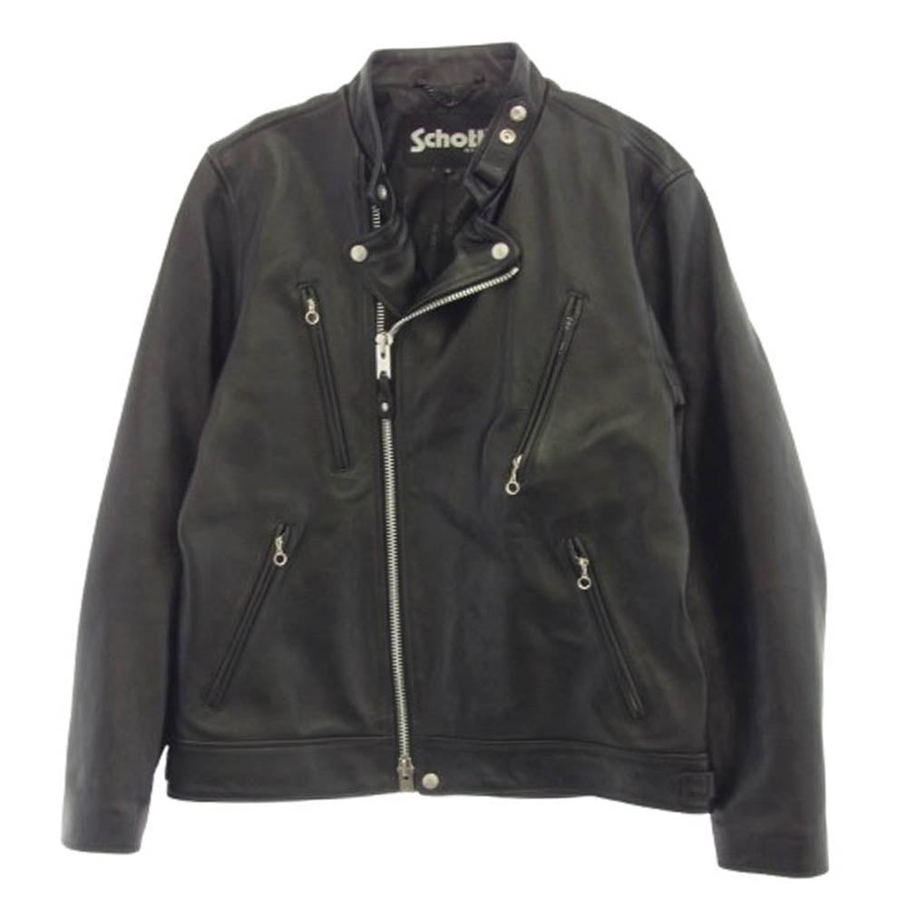 schott ショット 782-3950077 3101048 NEW DOUBLE BREAST RIDERS シープレザー セミダブル ライダースジャケット ブラック系 XL【美品】【中古】