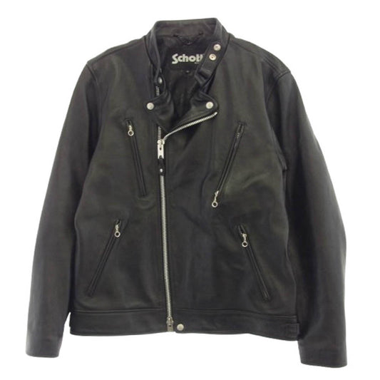 schott ショット 782-3950077 3101048 NEW DOUBLE BREAST RIDERS シープレザー セミダブル ライダースジャケット ブラック系 XL【美品】【中古】