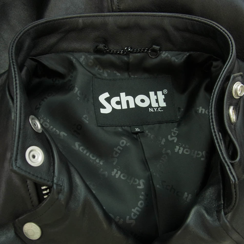 schott ショット 782-3950077 3101048 NEW DOUBLE BREAST RIDERS シープレザー セミダブル ライダースジャケット ブラック系 XL【美品】【中古】