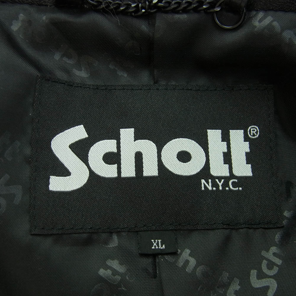 schott ショット 782-3950077 3101048 NEW DOUBLE BREAST RIDERS シープレザー セミダブル ライダースジャケット ブラック系 XL【美品】【中古】