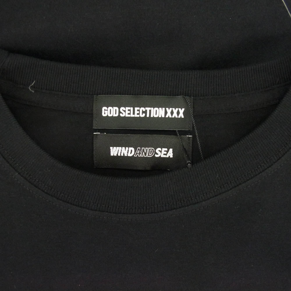 GOD SELECTION XXX ゴッドセレクション GX-A21-WSST-01 × WIND AND SEA ウィンダンシー SEA ロゴ プリント 半袖 Tシャツ ブラック系 M【新古品】【未使用】【中古】